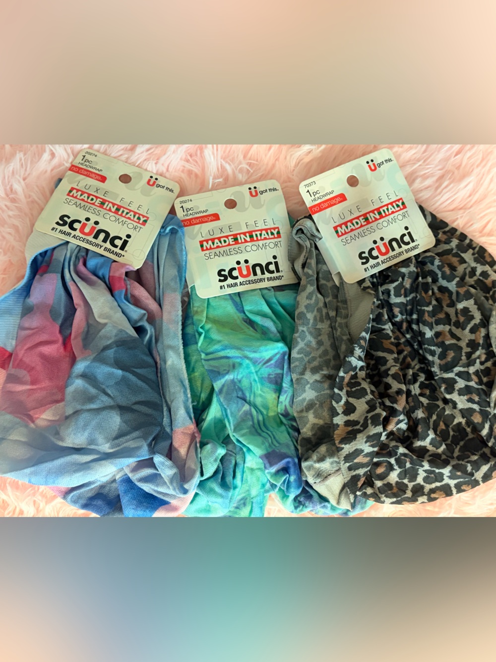 Scunci Multicolor & Leopard Print Seamless Headwraps - headbands etc. BUNDLE.